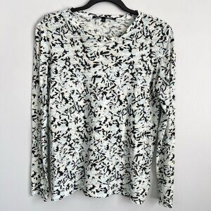 Proenza Schouler Size M • Blue Abstract Tee Top Cotton Long Sleeve.
